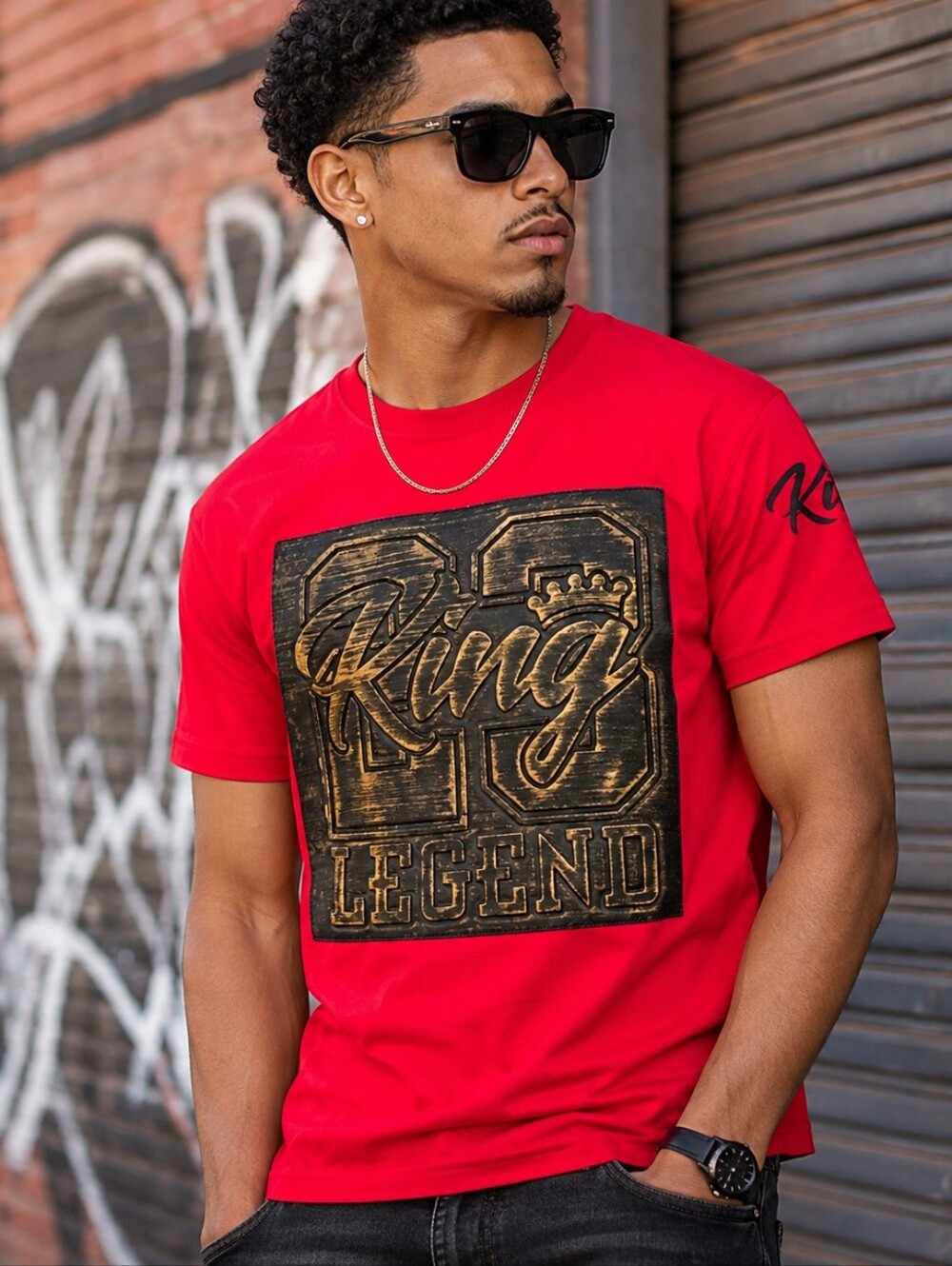 CR 24 Chrome Edge King 23 Legend T-Shirt Mens L Red 3D Metallic Graphic Tee NWT